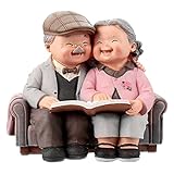 Howade Loving Elderly Couple Figurines,love Lasts Resin Couple Figurine,grandparents Couples Elderly Life Decorative Statue Ornaments For Wedding Anniversary Home Birthday (reading Style)