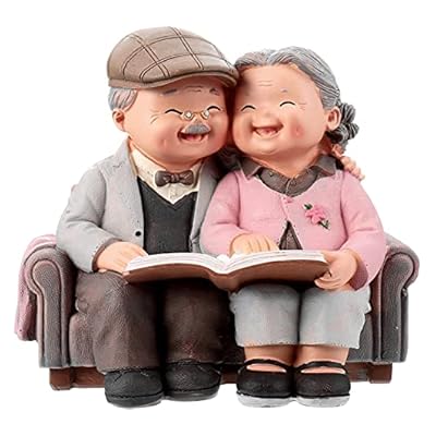 Howade Loving Elderly Couple Figurines,love Lasts Resin Couple Figurine,grandparents Couples Elderly Life Decorative Statue Ornaments For Wedding Anniversary Home Birthday (reading Style)