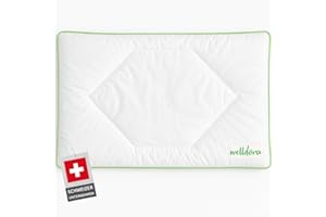 ‎WELLDORA Welldora Kinderkissen 40x60 cm – flaches Kinderkissen (1–6+ Jahre), antibakteriell & antiallergisch, 100% Baumwollbezug, Oeko-TEX® Zertifiziert, waschbar & liebevoll gestaltet