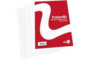 BM BeMore – Carta Protocollo A4, 0109291 – Rigatura A – Righe con Margini Ideali per la 1° e 2° Elementare – Carta 60 g/mq – Blister da 200 Fogli da Protocollo