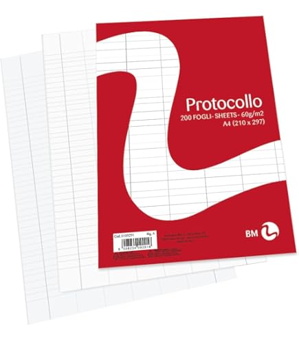 Risma Carta Protocollo Blasetti - 200 Fogli A4, Doppia Colonna, 60g/m², Pura Cellulosa, Per Contabilità - Foto 2