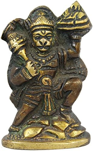 Home Decor Hindu God Hanuman Statue Car Dashboad - Handmade Brass Sculpture India