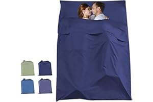 FASCINATDECO Drap de Sac de Couchage Coton avec Fermeture Éclair, Confort Léger Sac de Couchage et Couverture de Voyage, Sac de Couchage d'É té Doublure Drap Intérieur