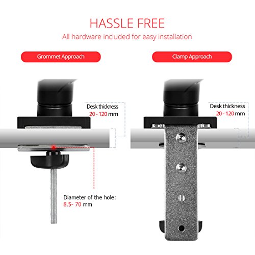 Fleximounts F9 Aluminium Monitorhalter Tischhalterung Standfuß für 10″-30″(25-76cm) LCD LED TV Bildschirme Flachbildschirm, Belastbarkeit:2-9 kg, neigbar, schwenkbar 360 Grad drehbar, höhenverstellbar - 5