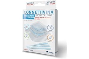 Connettivina Cerotto Hi Tech Fidia Farmaceutici | Formato 10x10 cm | Per Escoriazioni, Piccoli Tagli e Scottature | Imbevuto con Acido Ialuronico Sale Sodico