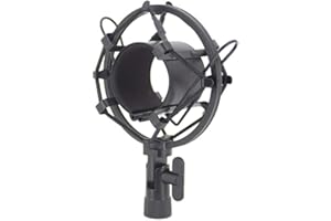 Supmico Montura antichoque de micrófono anti vibración suspensión studio clip soporte montaje para 48mm-60mm diámetro Micrófono de condensador Negro