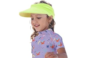 HERUAI Children's UV Protection Visor Cap, Sun Visor Girls & Boys Ponytail Beach Hat, Breathable, Packable, High Sun Protection, Pink, S (1-5 Years) & M (5-9 Years), Unisex, Spring & Summer