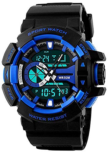 STYLEFLIX Analogue + Digital Multifunctional Stainless Steel Dual Time Dial Army Watches, Sport Watches for Boys and Mens