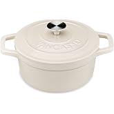 vancasso Cast Iron Casserole, 20 cm/2 Liter Enameled Cast Iron Dutch Oven with Round Stainless Steel Lid for Kitchen Braise,