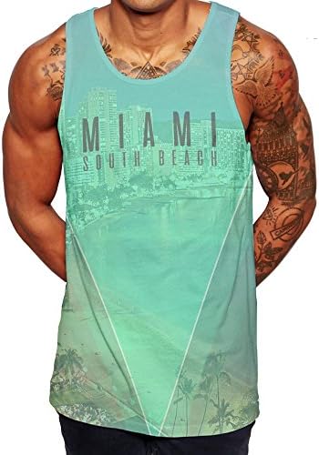 Mens Summer Vest Tops - Ibiza Miami Vests, Mens Tank Tops, Holiday Vest, Gym Clothes