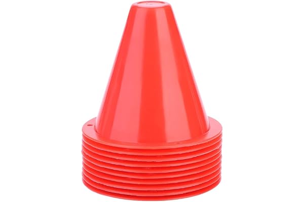 DeWin 10Pcs Cone de Signalisation, Slalom Cônes Accessoires de Support de Marqueur Plastique pour Cônes d'entraînement de Football 8.50 * 8.50cm(Rouge)