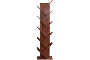 Rebecca Mobili Libreria ad Albero Scaffale 10 Ripiani Legno Marrone Noce Stile Contemporaneo Ufficio Salotto - Misure: 160 x 44,5 x 22 (HxLxP) - Art. RE6404
