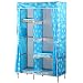 Popamazing Wood Hanging Rail Bule Fabric/Oxford/Canvas Wardrobes for Kids Bedroom Furniture