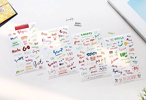 Set von 8 Blatt Deco Craft Wörtern Aufkleber Tagebuch Papier Aufkleber Scrapbooking Geschenk - 8