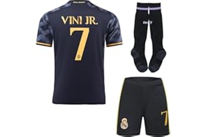 YSGTZY R. Madrid Vini Jr. #7 Vinicius Away 2023/2024 Football Soccer Jersey/Shorts Socks Gift Set Youth Sizes