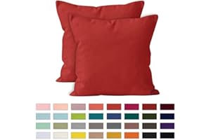 ENCASA XO Encasa Homes Cushion Covers 2pc set (45 x 45 cm) - Deep Red - Solid Dyed Cotton Canvas, Decorative Large Square Colourful Washable Throw Pillow Cases for Living Room, Sofa, Bedroom, Home & Hotel