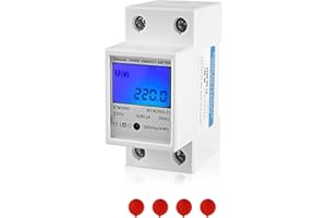 CRESBEL Compteur Électrique Monophasé: 50Hz 5 (80) A Compteur D'énergie Électrique, Compteur de Courant Alternatif avec Écran LCD Compteur Electrique 1 Phasé 2 Pôles Rail DIN