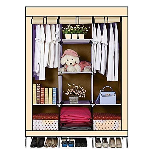 Anmas Box Tela Armadio Mobili Camera Da Letto Credenza Vestiti Magazzinaggio Organiser 175 x 128 x 46 Cm - Beige
