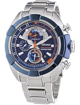 Seiko Herren-Armbanduhr XL Velatura Yachting Timer Chronograph Quarz Edelstahl SPC143P1