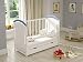 White Blue Wooden Baby Cot Bed with Drawer + Safety Bumper + Teething Rails
