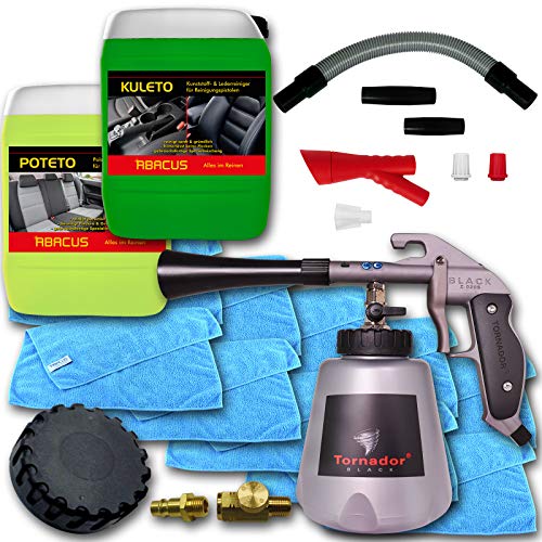Preisvergleich Produktbild TORNADOR Black Z-020S Universalreinigungsset - 1x TORNADOR Black Z-020 S + Rotador Adaptor Z300 + 1x 5 Liter KULETO Kunststoff- & Lederreiniger + 5 Liter POTETO Polster- & Textilreiniger + 10x Tuch