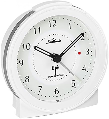 Atlanta 1855/0 Radio-Controlled Alarm Clock, Repetition, Ansteigendes Ringtone, Dial Illumination, Quiet Drive, Luminous White Dial