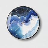 YANXUEPING Kreative Zitronengelb Einfache, Moderne Postmoderne Farbe Springen, runde Mute Clock, 14 Zoll, schwarz Grenze Q