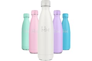 KOLLYKOLLA Botella Agua Acero Inoxidable 500ml, Termo Agua sin BPA, Botella Termo Reutilizable, Cantimplora Termica con Doble Pared, Botella Termica para Oficina, Escuela, Yoga, Deporte, Senderismo, Aire Libre