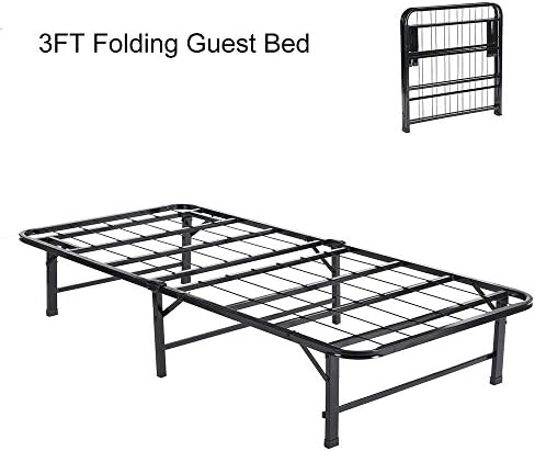WV LeisureMaster 3FT Single Folding Bed with Metal Frame for Adults / kids / Children / Boys / Girls / Guest Black