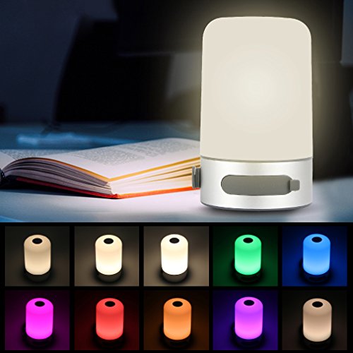 Preisvergleich Produktbild Öuesen LED Stimmungslicht RGB Farbwechsel Dimmbar Tischlampe Nachtlicht Nachttischlampe Atmosphäre Neutralweiß USB aufladbar mit Powerbank