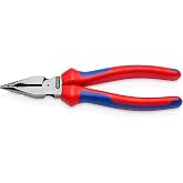 KNIPEX 08 22 185 Sivri u&ccedil;lu kombine pense, &ccedil;ok bileşenli kılıflı, siyah atramentli 185 mm