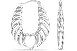 LeCalla 925 Sterling Silver Lightweight Click-Top Shrimp Hoop Earrings for Women