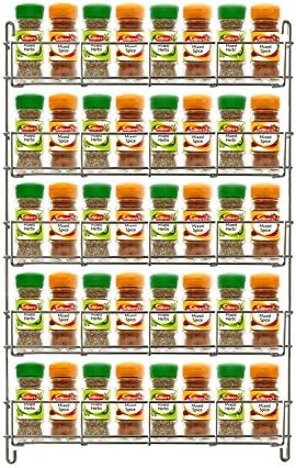 Chrome Spice Herb Jar Rack Holder Kitchen Cupboard Door Storage Shelf 5 Tier
