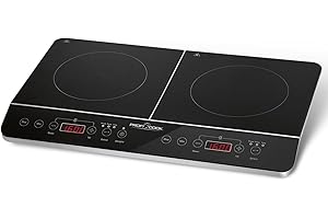 PROFI COOK Proficook DKI 1067 Placa de inducción doble portátil, 10 niveles de temperatura, 3500 W, Negro