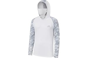 Bassdash Hommes UPF50 + Chemise à Capuche Manches Longues Protection Solaire Sweats à Capuche pour la pêche en Plein Air Natation