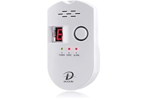 D MODUN Gas Detector, Natural Gas/LPG/City Coal Gas Leak Detector, 3-Pin Plug-in Gas Monitor with Sound Alarm and LED Display, Methane Propane Butane Combustible Gas Alarm for Kitchen RV Garage Hotel