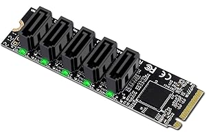 ChenYang CY M.2 NGFF NVME M-Key PCI Express to SATA 3.0 6Gbps 5 Ports Adapter Converter Hard Drive Expansion Card JMB585 2280