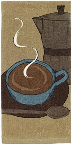 All Clad Textiles Fiber Reactive Coffee theme Print on Kitchen Towel, Cappuccino