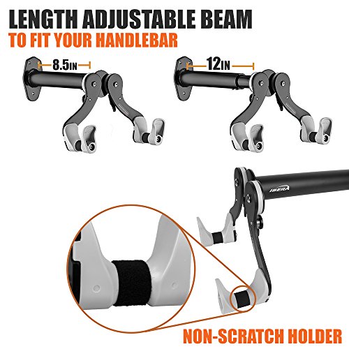 Ibera Fahrrad-Wandhalter, Fahrradaufbewahrung, Horizontal Wall 45 ° Winkel einstellbar, Single Aufbewahrung, schwarz - 3