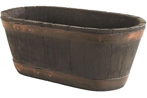 GREENFINGERS Oakwood Barrel Trough Planter
