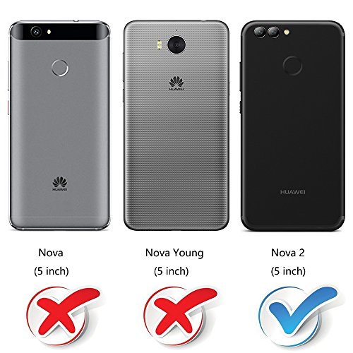 Coodio Huawei Nova 2 HÃ¼lle Leder LederhÃ¼lle Ledertasche Wallet HandyhÃ¼lle Tasche SchutzhÃ¼lle mit Magnetverschluss / KartenfÃ¤cher fÃ¼r Huawei Nova 2, Dunkel Blau/Rot