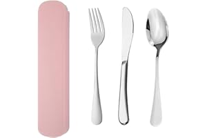 YUDANSI Stainless Steel Camping Cutlery Set, 3Pc Knife Fork Spoon for Outdoor Travel Picnic Office School, Portable Office School Lunch Box Stainless Steel Flatware,Outdoor Camping Travel Cutlery Set