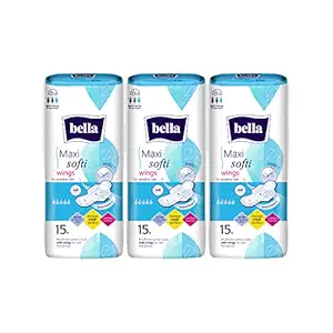 Bella Maxi Softi Wings Classic Sanitary Pads - 15 Pieces (Pack of 3)