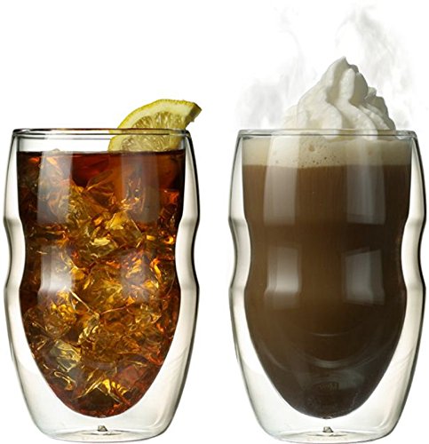 Ozeri Deutschland DW12S - Vasos Serafino de doble pared y 0,35 L para café y té helado - Juego de 2 vasos aislante