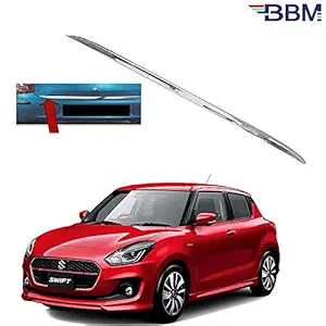 BBM Car Dicky Trim Garnish Diggi Silver Chrome Line Stainless Steel for Boot Show Compatible with Maruti Suzuki Swift Model 2018 2019 2020 2021