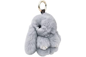 Ropniik Lindo Conejo Llavero Esponjoso Pompón Llaveros Peluche Conejo Llaveros Lindo Conejo Esponjoso Llavero Anillo Llavero Conejo Hebilla Mujeres Bolsas…