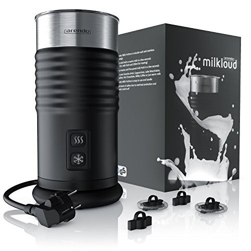 Arendo – Milchaufschäumer automatisch | milk frother | Neues Modell 2017 / STRIX Controller | 2-Tasten für Warm- und Kaltaufschäumen | Überhitzungsschutz durch automatische Abschaltfunktion | 365-435W | antihaftbeschichtet | 360° Basisstation | schwarz - 6