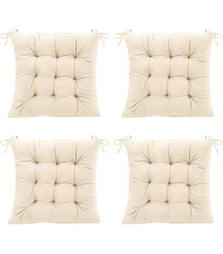 Lot De 4 Coussins De Chaise 40x40cm - Antidérapants, Rembourrage Coton, Pour Cuisine/Bureau/Jardin