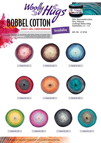 BOBBEL COTTON 01: 1er-Geschenke Set WOOLLY HUG: 1 x 200g Knäuel 50% Baumwolle fein & 50% Polyacryl, Lauflänge 800m/200g, Nadelstärke 2,5-3,5 Maschenprobe 10x10cm = 25M/34R + Button HAPPY BIRTHDAY - 2