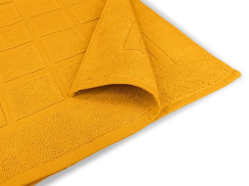 hochwertige Bio-Handtuchserie – erhältlich in 19 trendigen Unifarben oder 7 Streifen – in 7 verschiedenen Größen, 2er-Pack Badvorleger 50 x 80 cm, mangogelb - 6